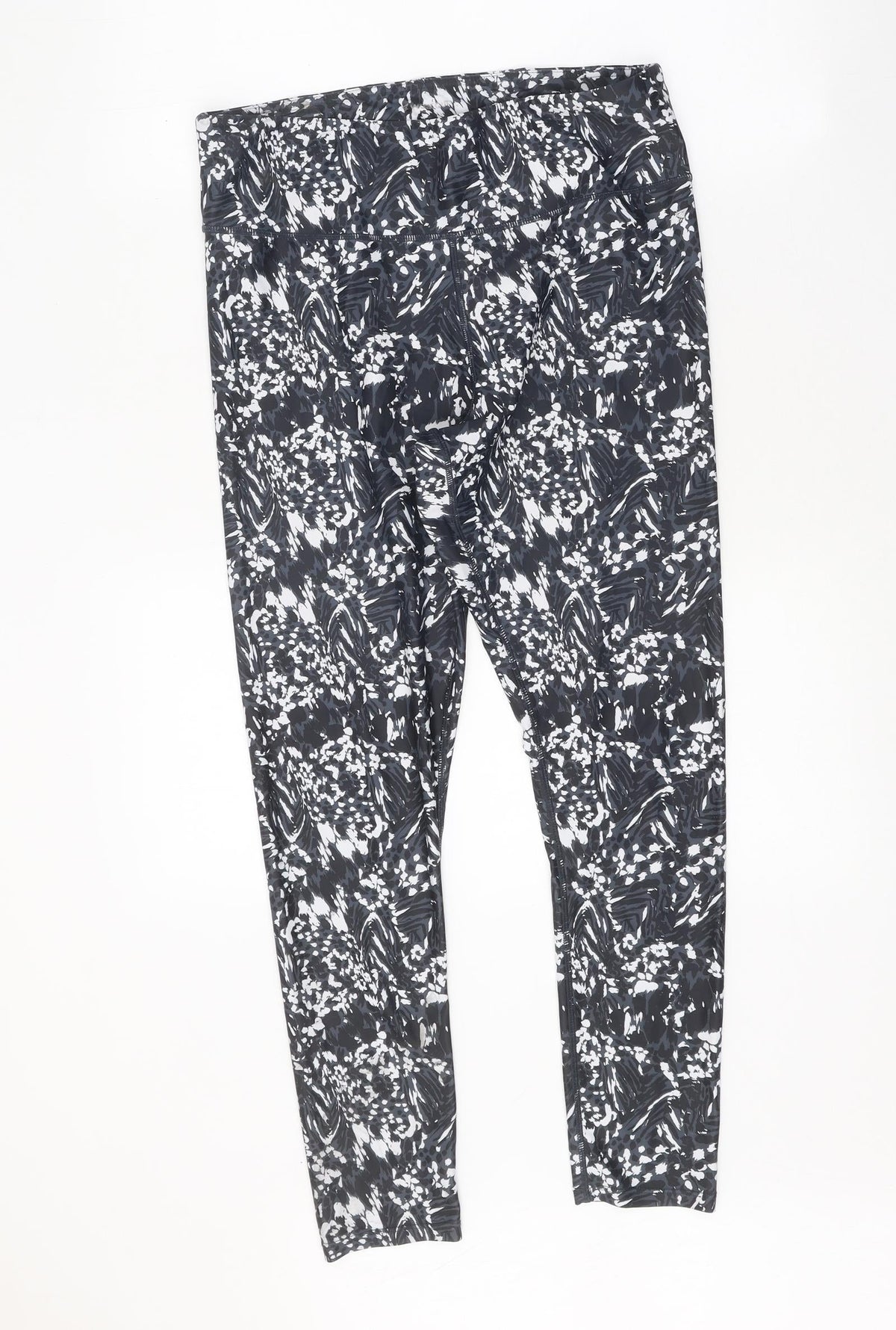 Preworn Womens Black Geometric Polyester Compression Leggings Size 29 in Regular Pullover