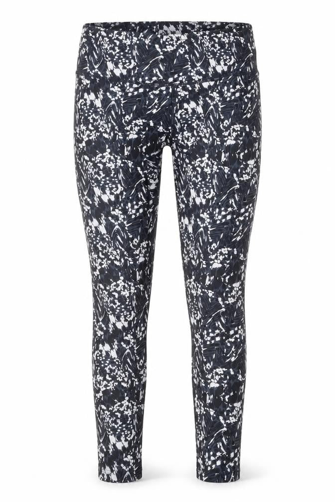 Preworn Womens Black Geometric Polyester Compression Leggings Size 29 in Regular Pullover