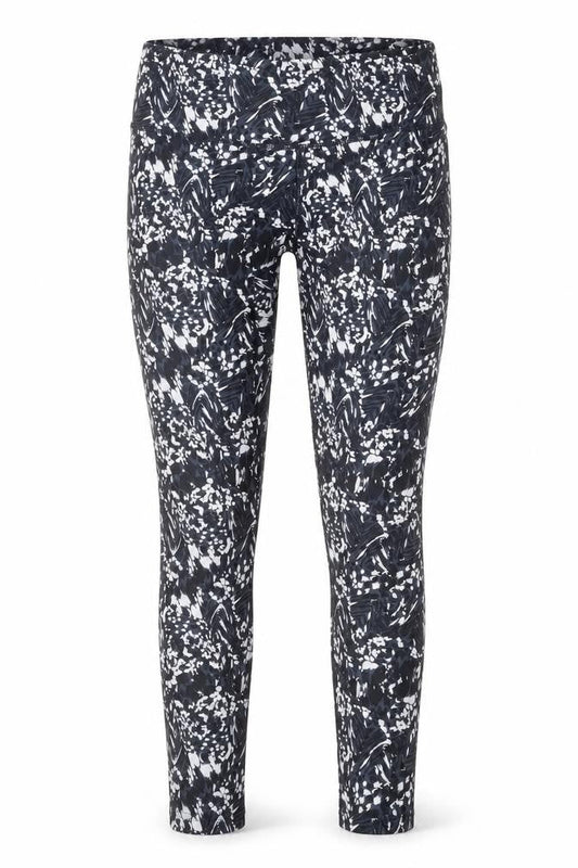 Preworn Womens Black Geometric Polyester Compression Leggings Size 29 in Regular Pullover