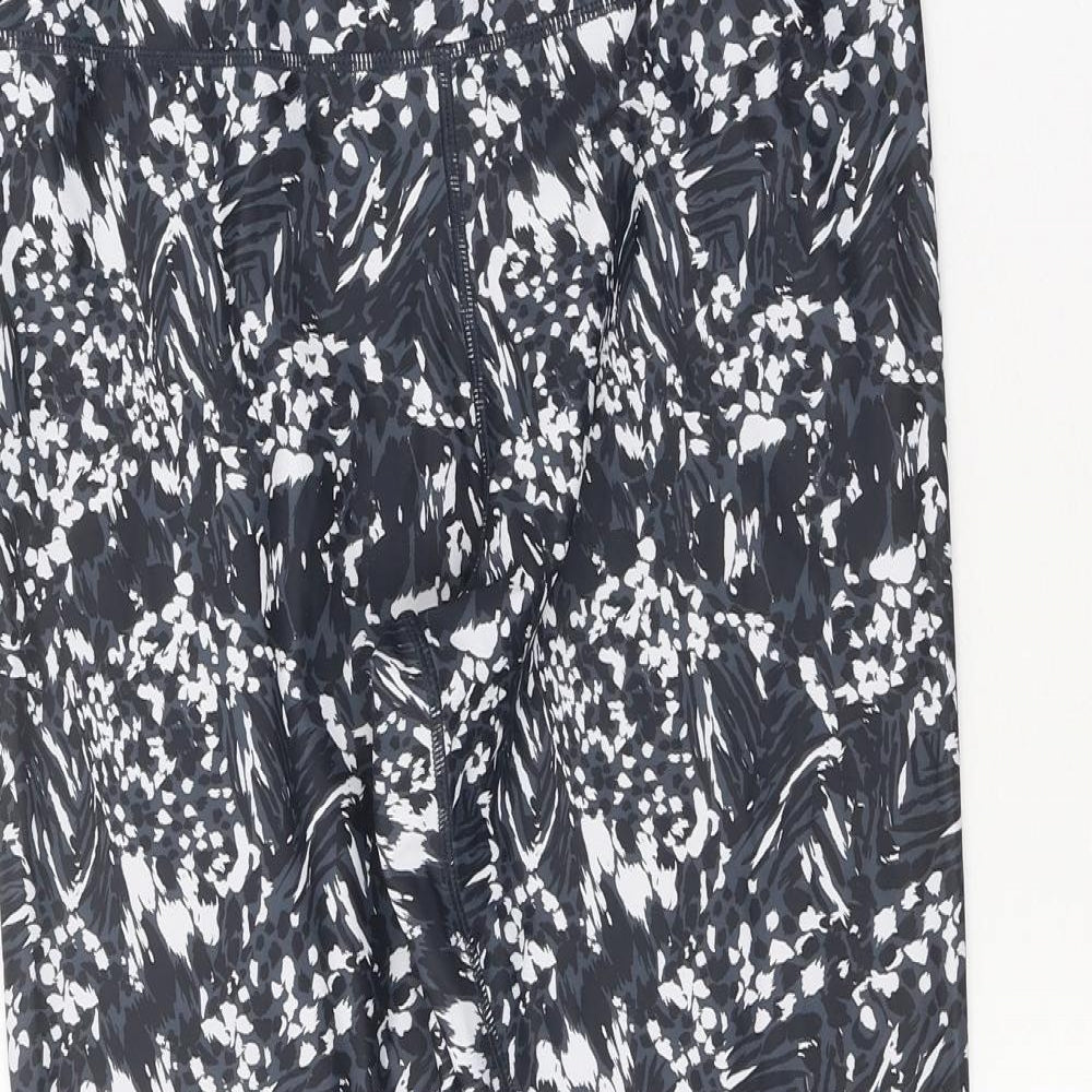 Preworn Womens Black Geometric Polyester Compression Leggings Size 29 in Regular Pullover
