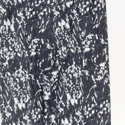 Preworn Womens Black Geometric Polyester Compression Leggings Size 29 in Regular Pullover