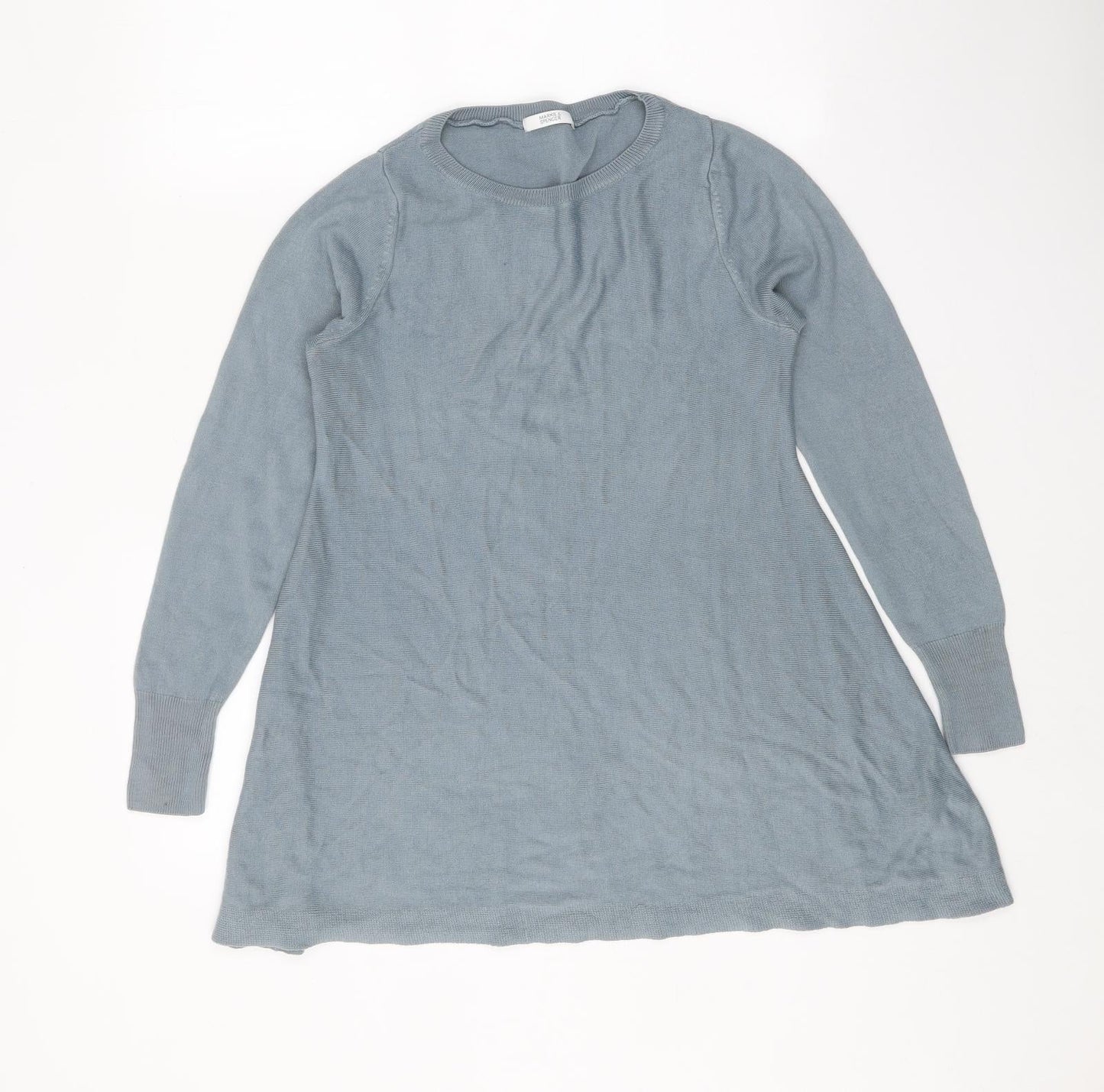 Marks and Spencer Womens Blue Round Neck Acrylic Pullover Jumper Size 8