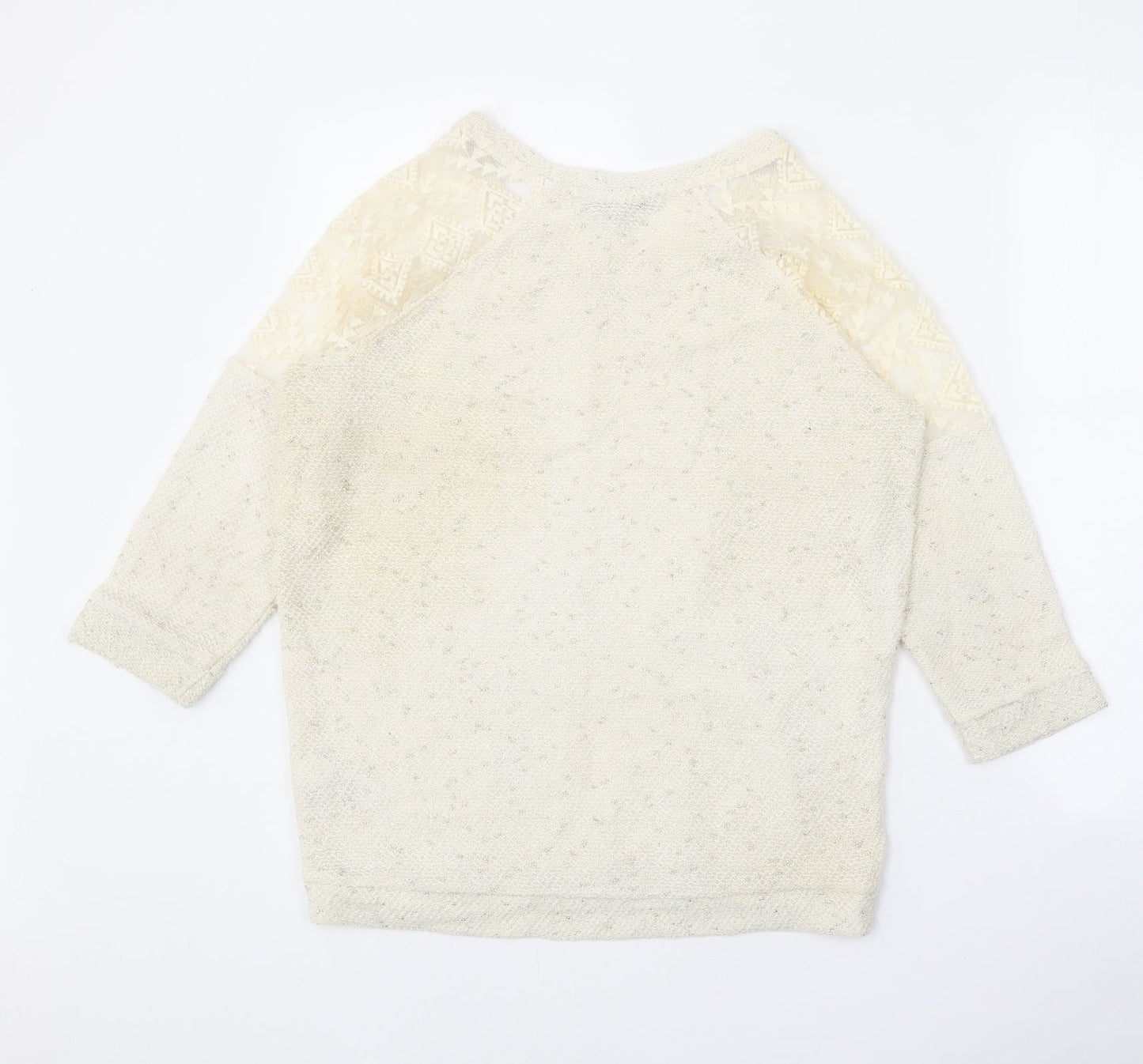 NEXT Womens Beige Round Neck Geometric Cotton Pullover Jumper Size 8