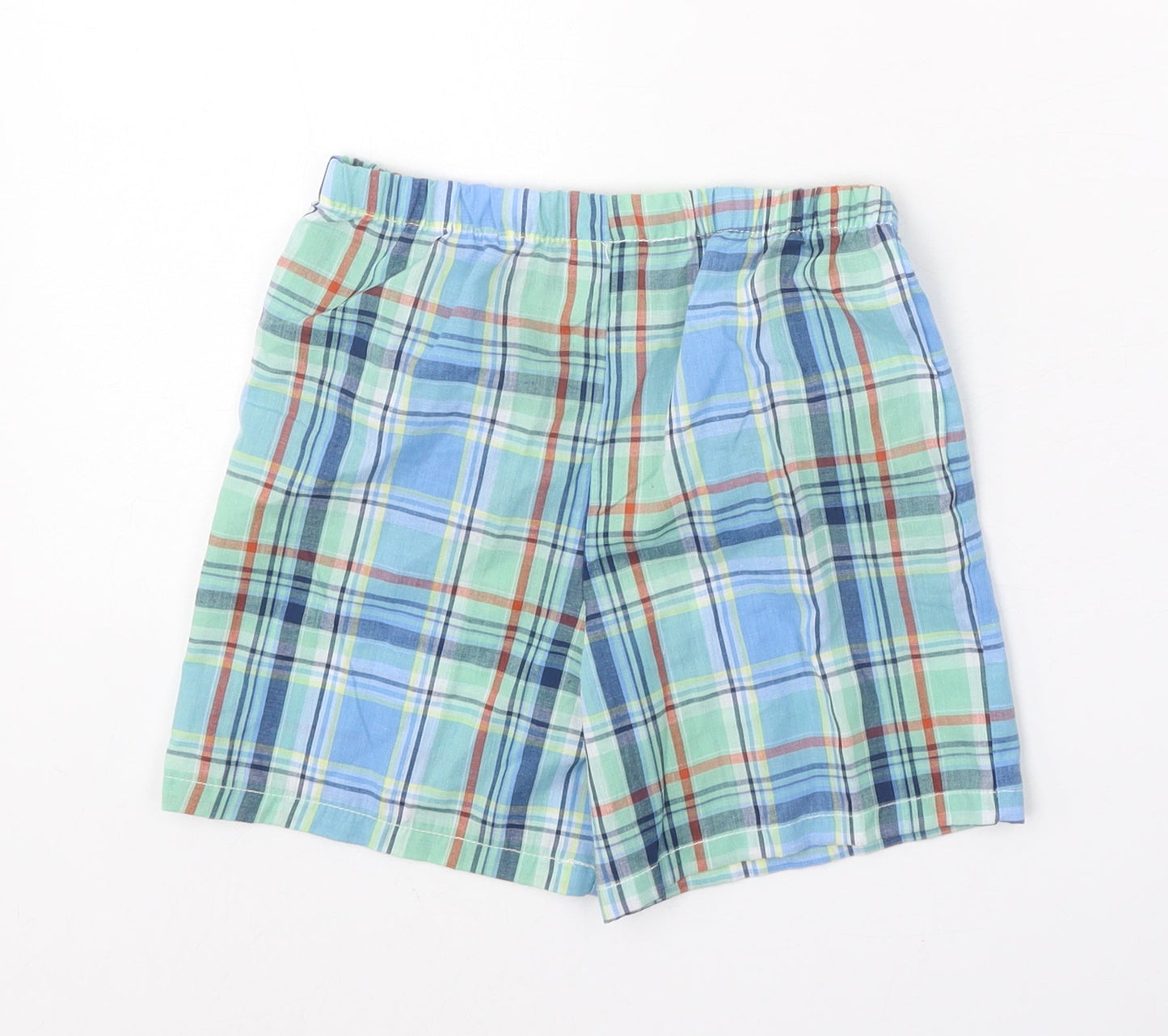 Peacocks Boys Blue Plaid Polyester Bermuda Shorts Size 5-6 Years Regular