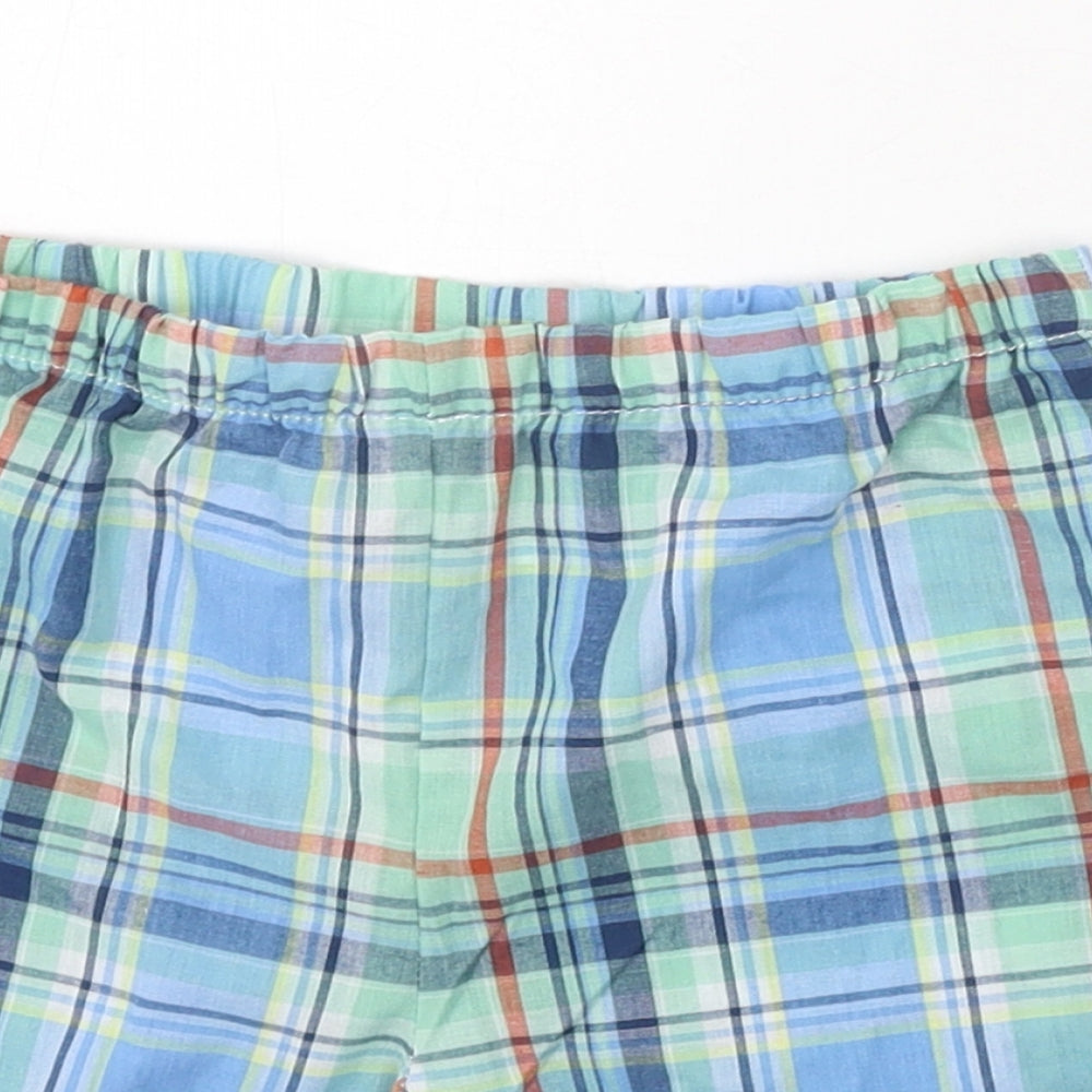 Peacocks Boys Blue Plaid Polyester Bermuda Shorts Size 5-6 Years Regular