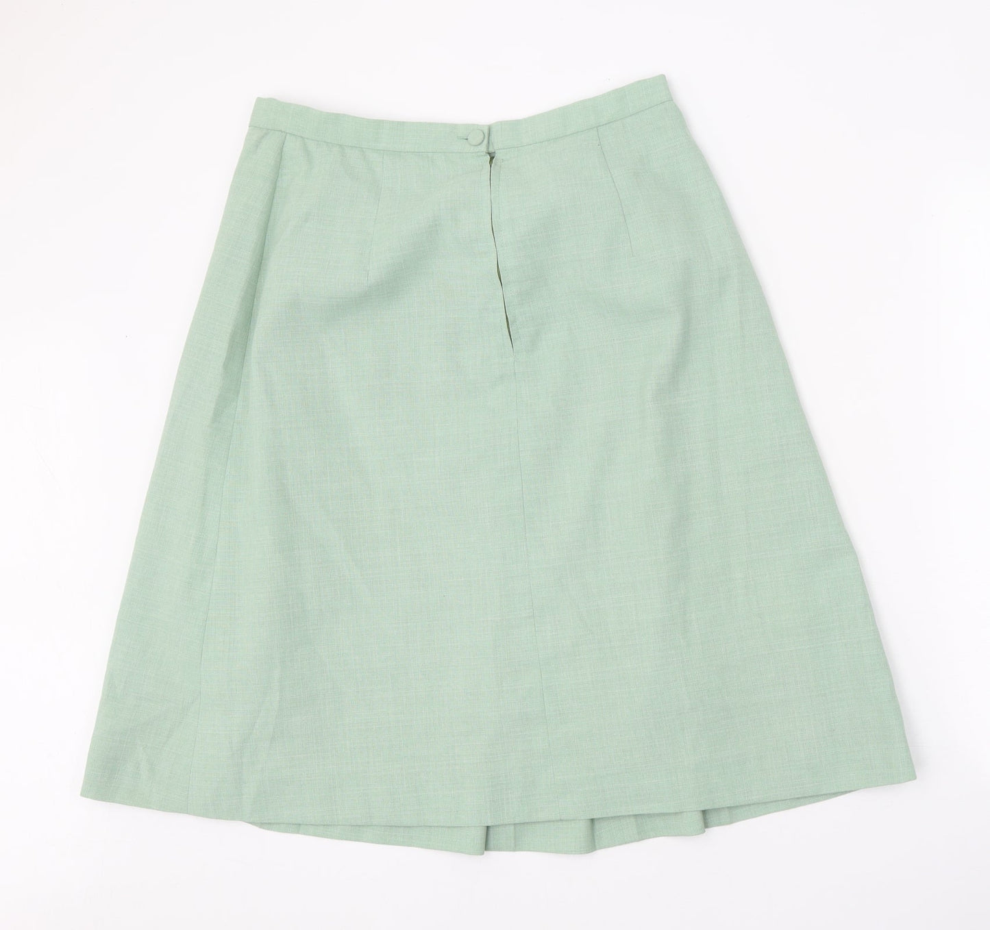 Preworn Womens Green Polyester Pleated Skirt Size 31 in Zip
