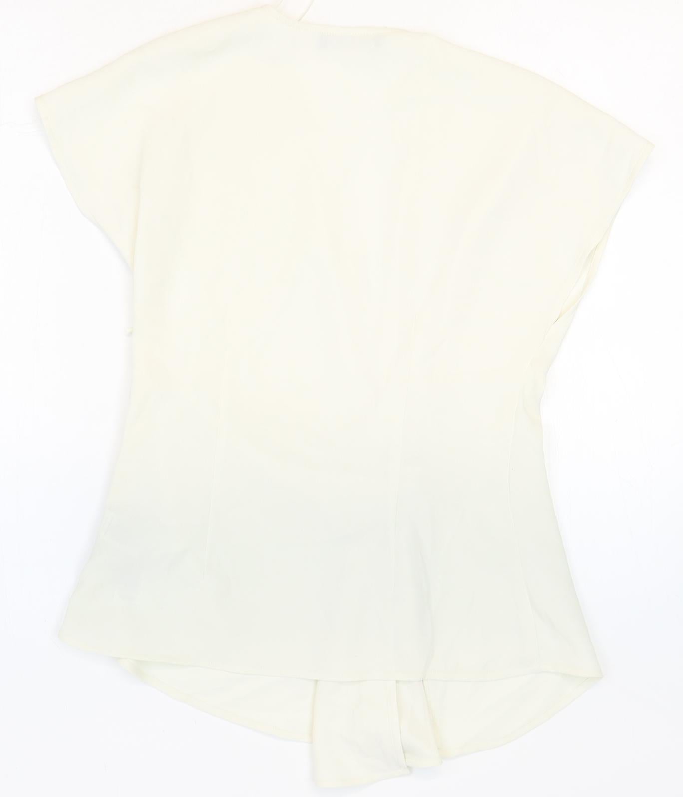Marks and Spencer Womens White Polyester Basic Blouse Size 10 V-Neck - Twist Detail