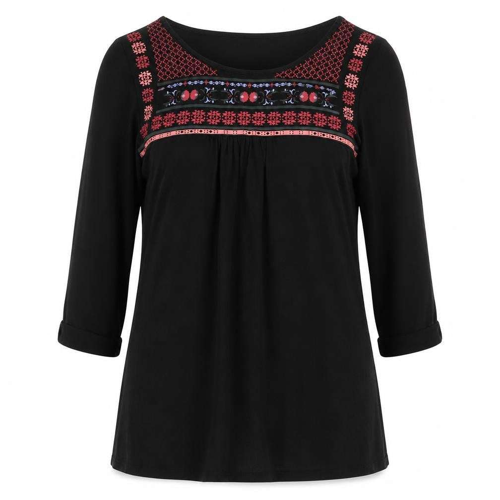 R Edition Womens Black Cotton Basic Blouse Size 6 Boat Neck - Size:6/8
