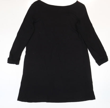 R Edition Womens Black Cotton Basic Blouse Size 6 Boat Neck - Size:6/8