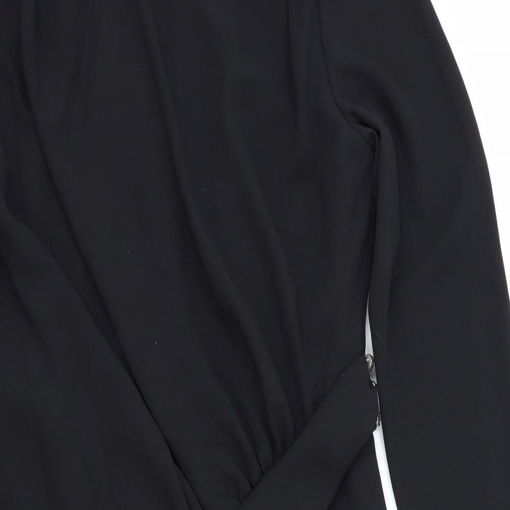 Preworn Womens Black Polyester A-Line Size M Round Neck Zip