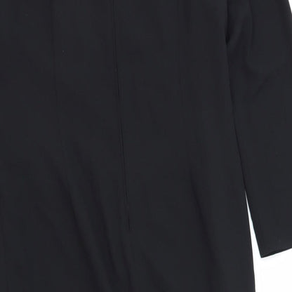 Womens Black Polyester A-Line Size M Round Neck Zip