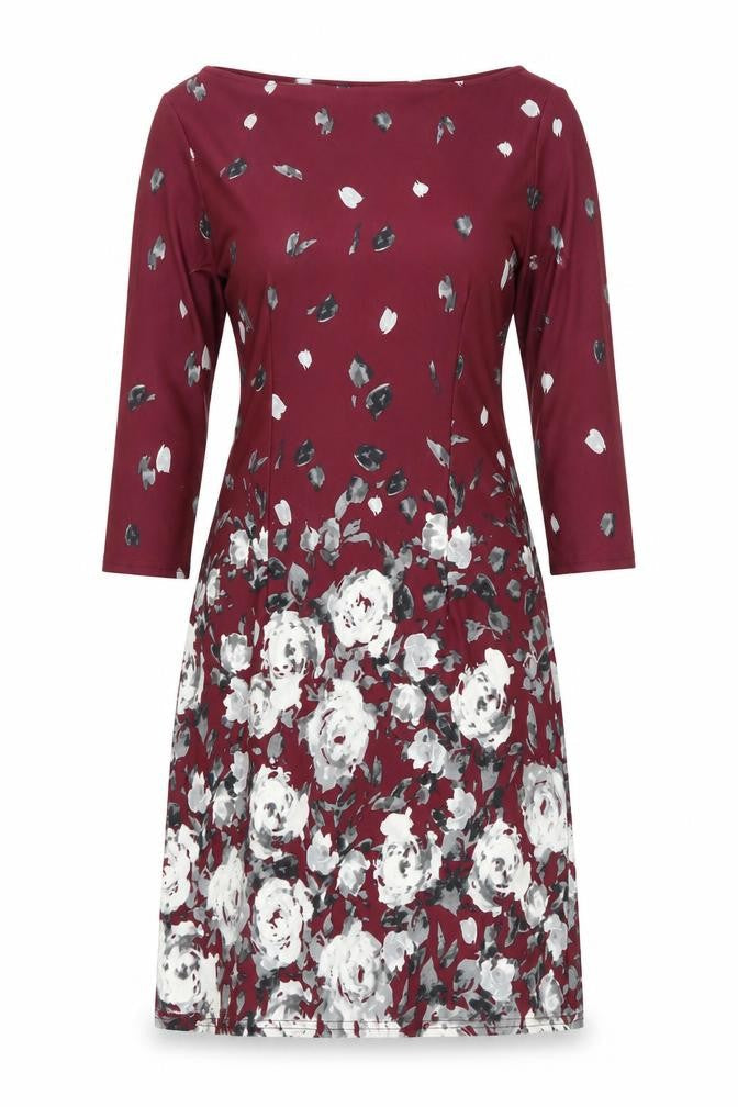 Primark Womens Red Floral Polyester A-Line Size 8 Boat Neck Pullover