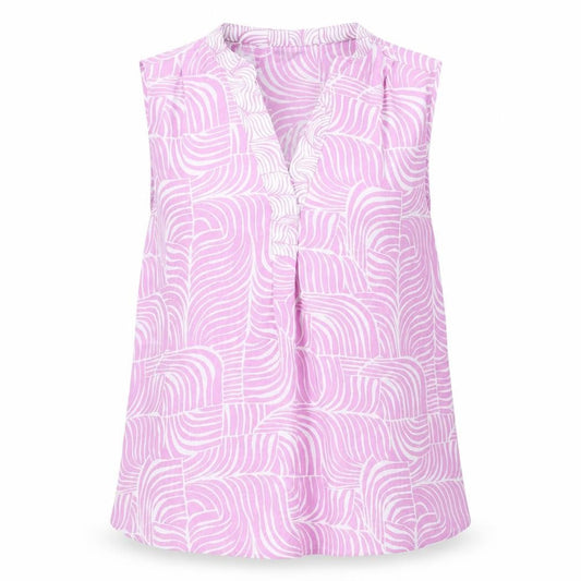 Marks and Spencer Womens Pink Geometric Polyester Basic Blouse Size 6 V-Neck