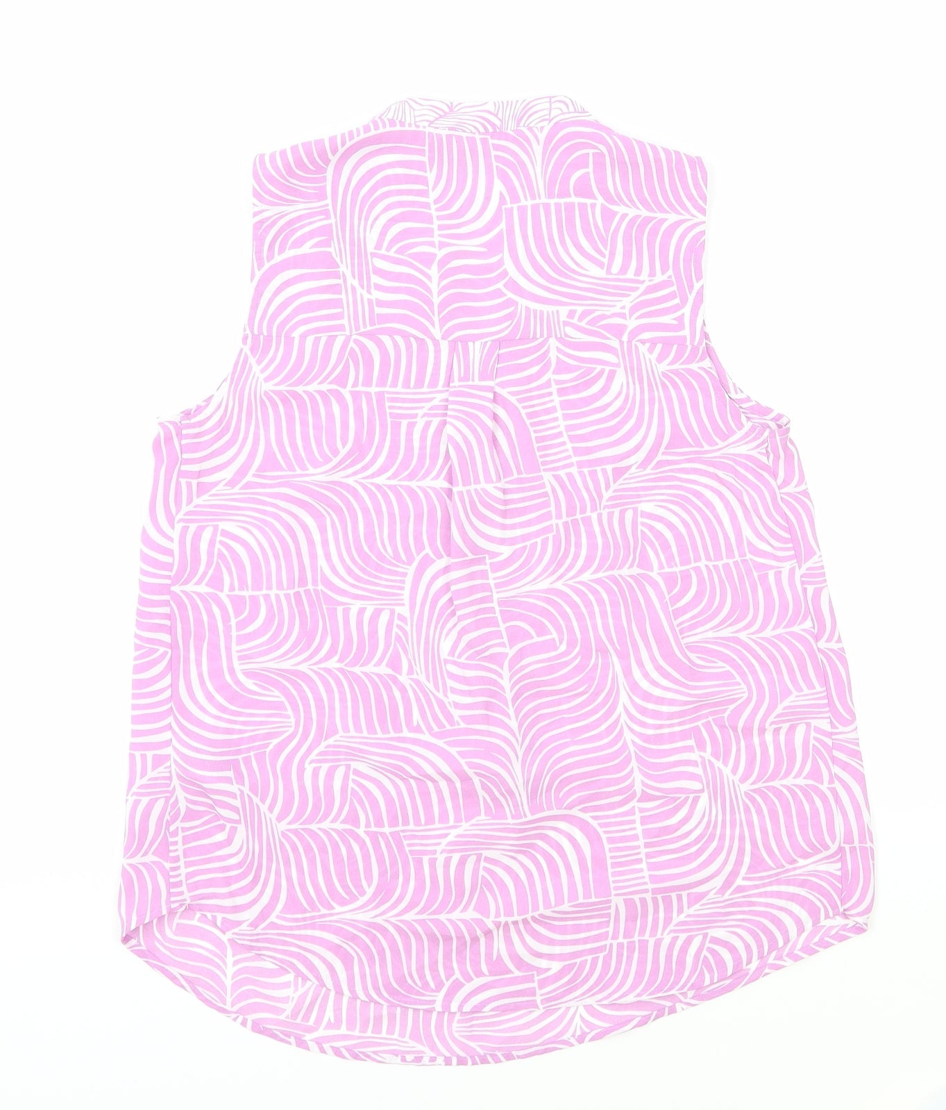 Marks and Spencer Womens Pink Geometric Polyester Basic Blouse Size 6 V-Neck