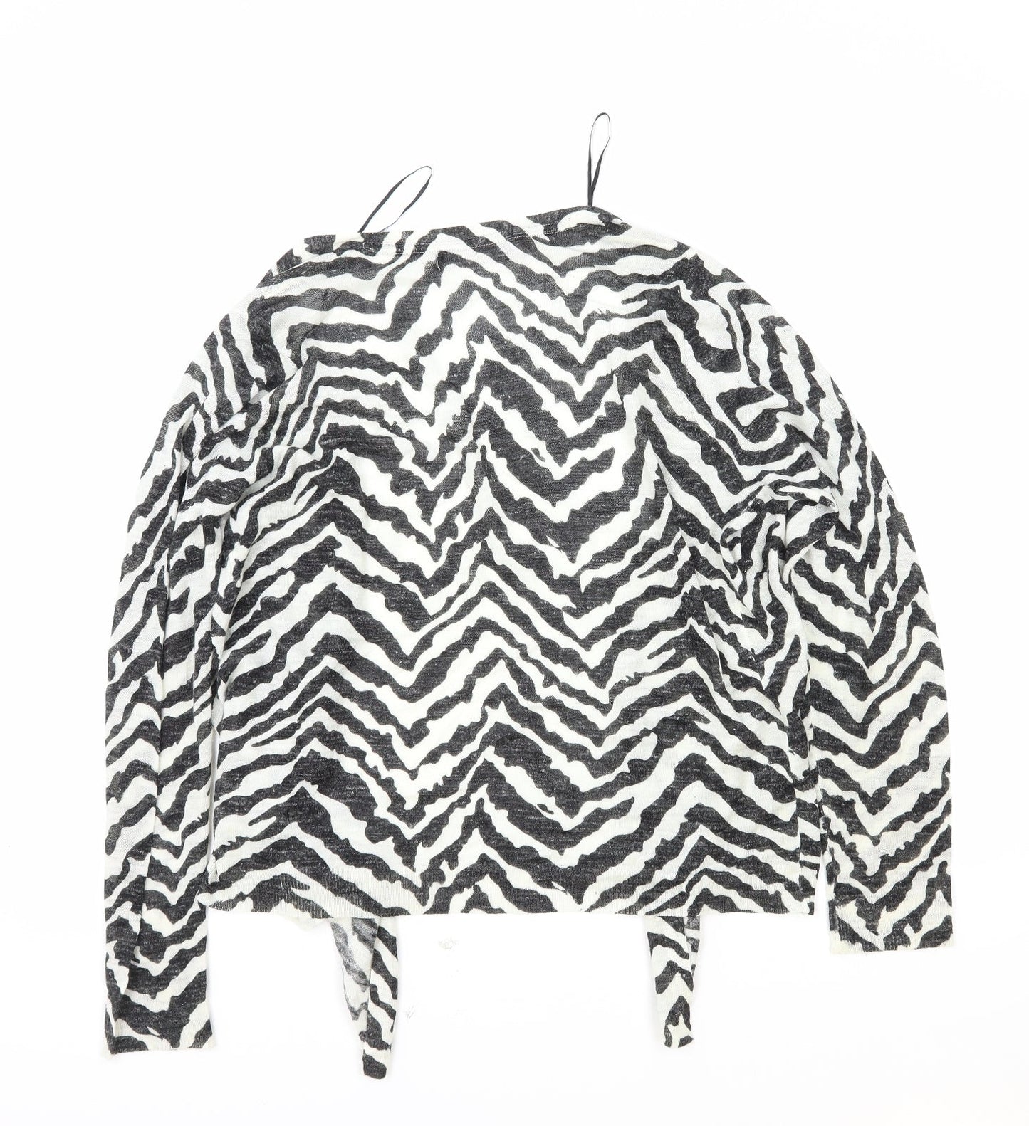 Marks and Spencer Womens White V-Neck Animal Print Acrylic Cardigan Jumper Size 14