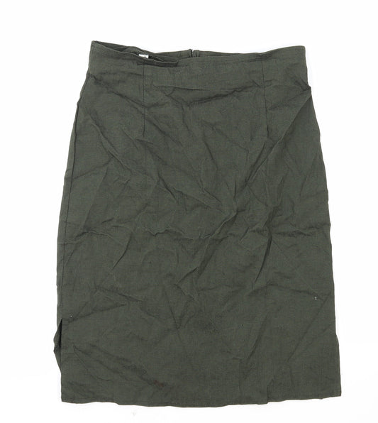 Preworn Womens Green Elastane Straight & Pencil Skirt Size 14 Zip