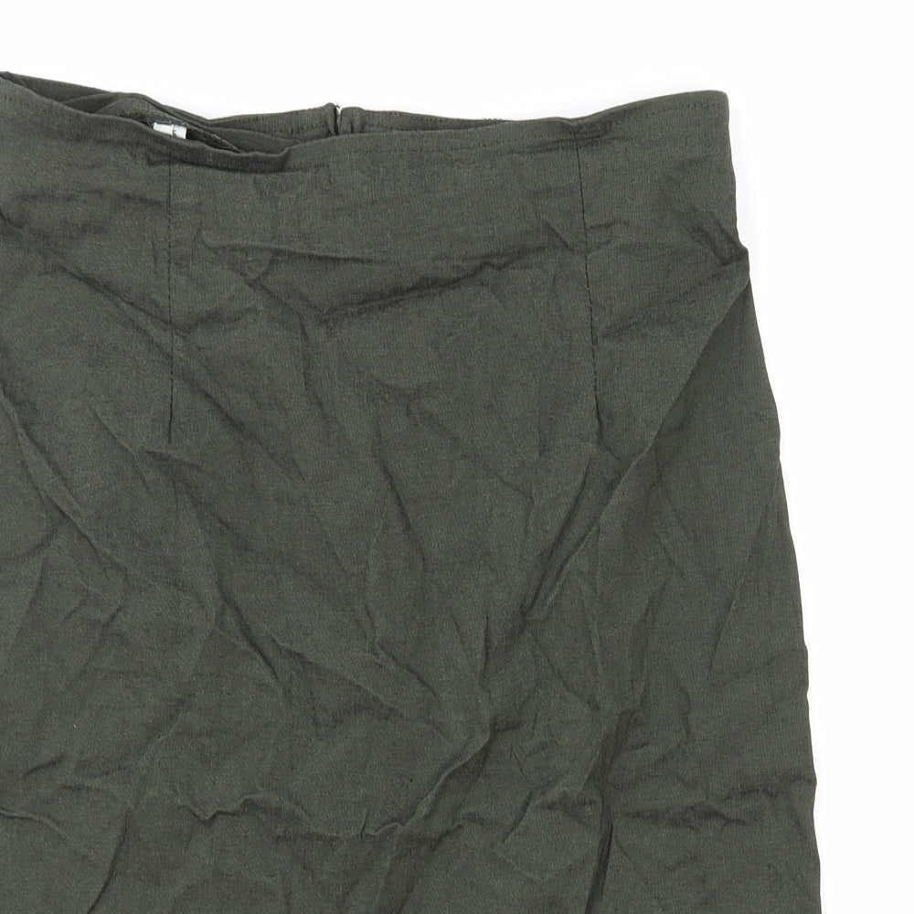 Preworn Womens Green Elastane Straight & Pencil Skirt Size 14 Zip