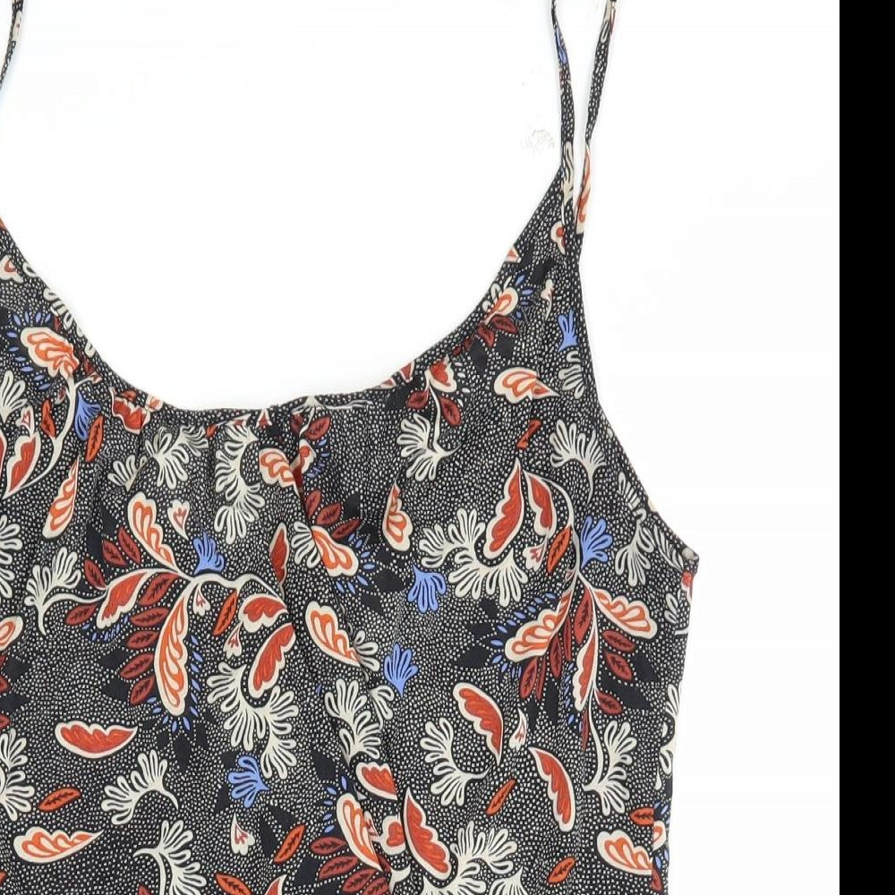 H&M Womens Black Paisley Polyester Basic Tank Size M Round Neck