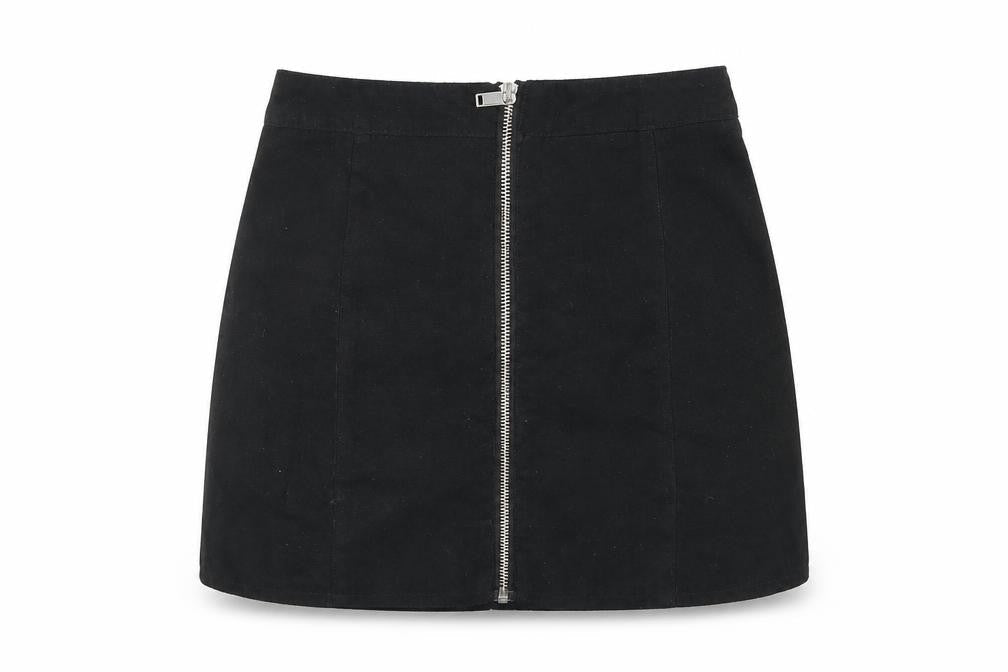 Divided Womens Black Polyester Mini Skirt Size 6 Zip