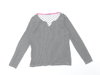 Dash Womens Black Striped Cotton Basic Blouse Size 10 V-Neck