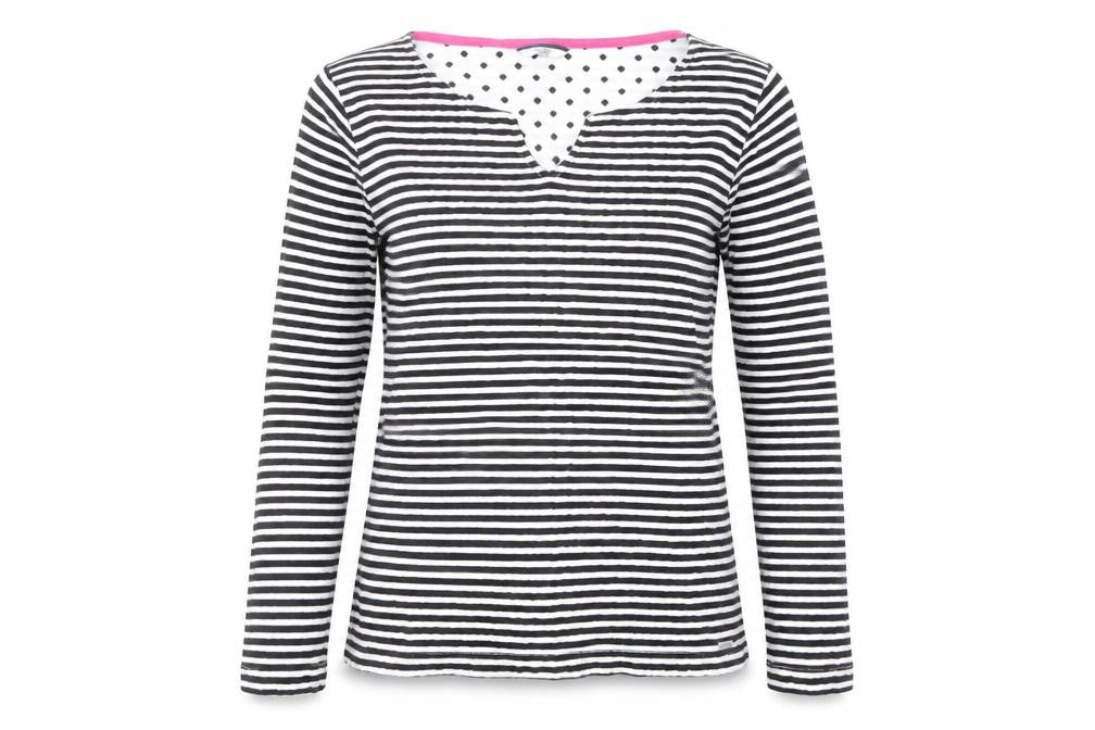 DASH Womens Black Striped Cotton Basic Blouse Size 10 V-Neck