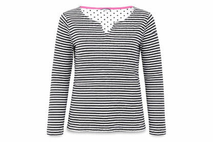 Dash Womens Black Striped Cotton Basic Blouse Size 10 V-Neck