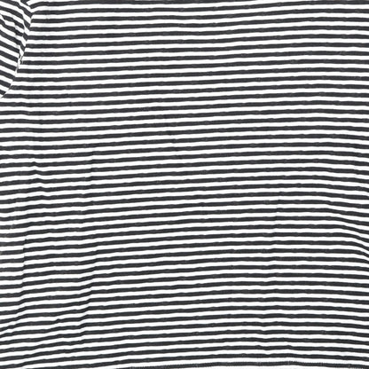 Dash Womens Black Striped Cotton Basic Blouse Size 10 V-Neck