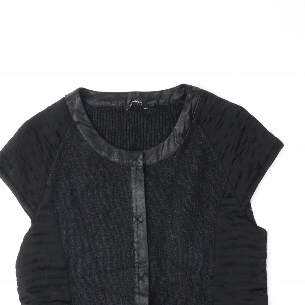 Olsen Womens Black Viscose Basic Blouse Size 14 Scoop Neck