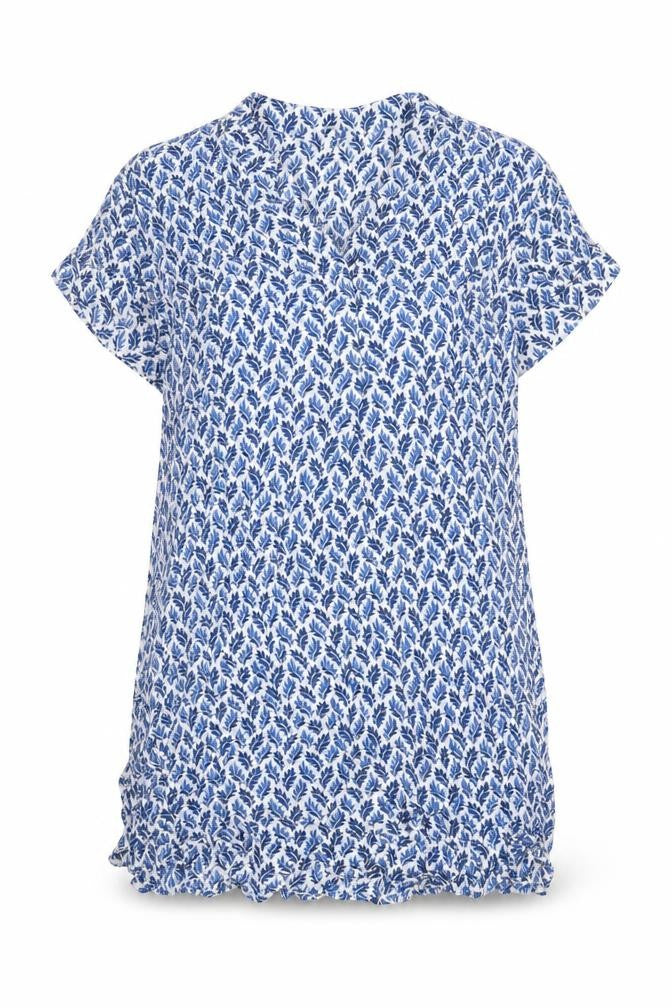 george & martha Womens Blue Floral Viscose Sheath Size 8 V-Neck Pullover