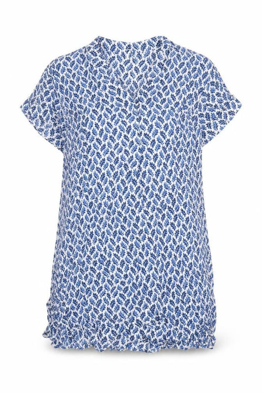 George & martha Womens Blue Floral Viscose Sheath Size 8 V-Neck Pullover
