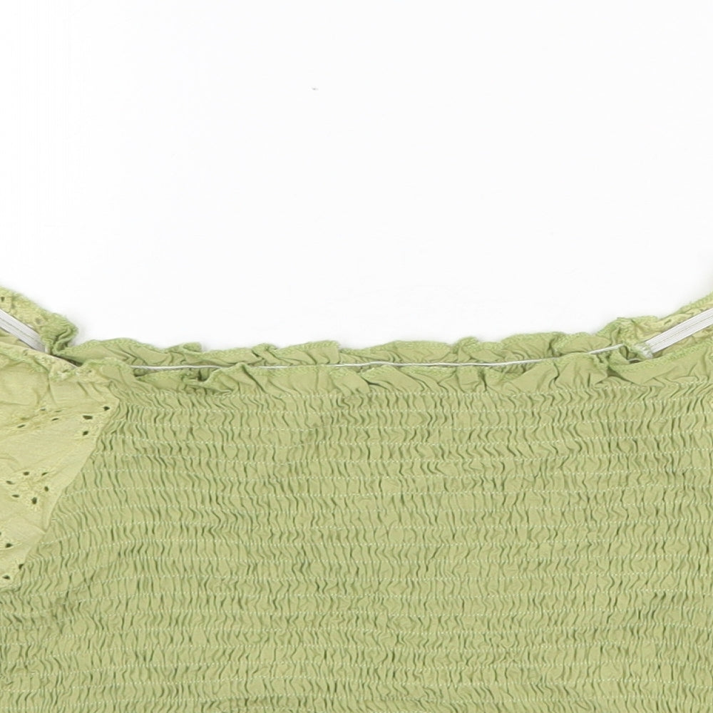 SheIn Womens Green Polyester Basic Blouse Size L Off the Shoulder