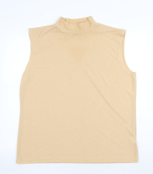 Canda Womens Beige Polyester Basic Tank Size XL High Neck