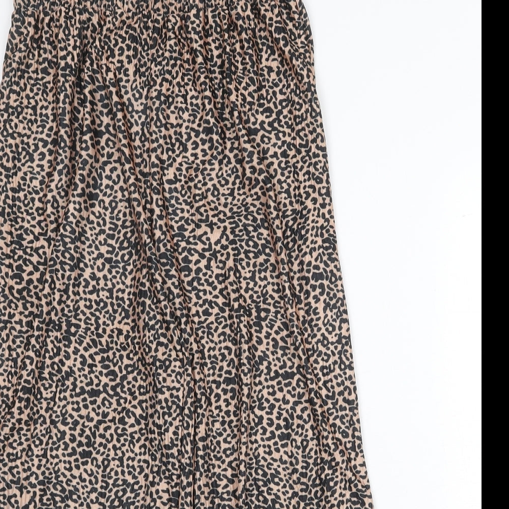 Very Womens Beige Animal Print Polyester Trousers Size 8 Regular