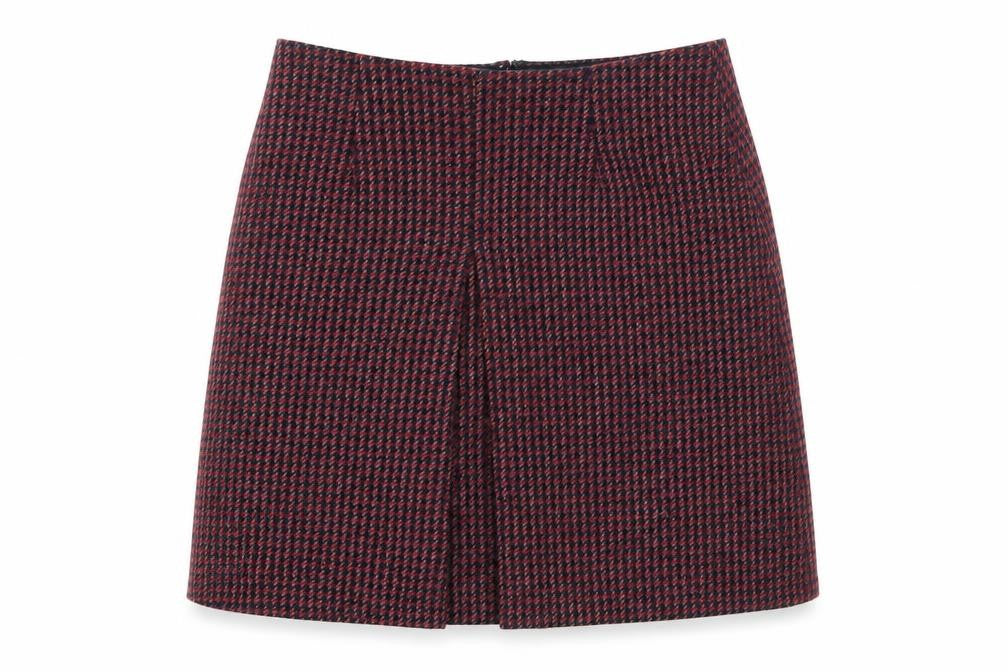 Preworn Womens Red Plaid Cotton Mini Skirt Size 28 in Zip