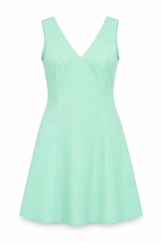 Tokyo Doll Womens Green Polyester Skater Dress Size 8 V-Neck Zip