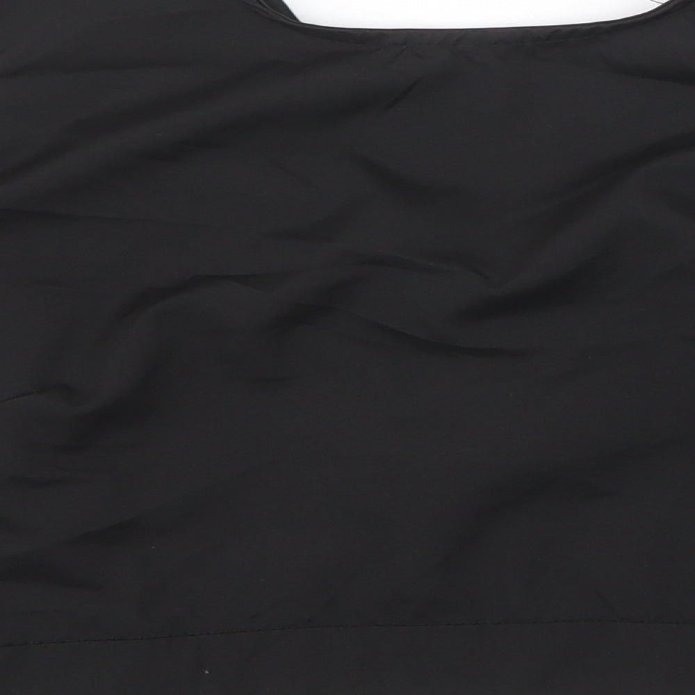 Flammode Womens Black Polyester Cropped Blouse Size S V-Neck - Cold Shoulder Angel Sleeve