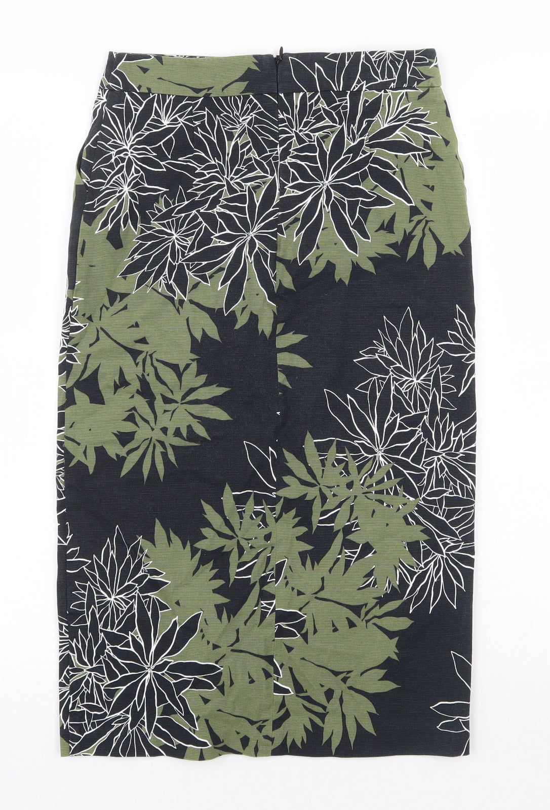 Warehouse Womens Blue Floral Cotton Straight & Pencil Skirt Size 8 Zip