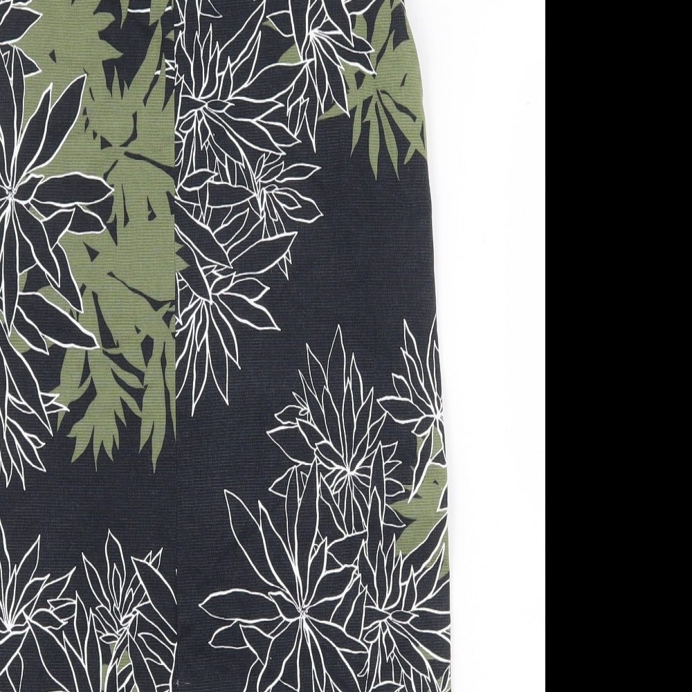 Warehouse Womens Blue Floral Cotton Straight & Pencil Skirt Size 8 Zip