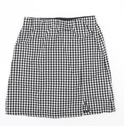 Topshop Womens Black Check Viscose Straight & Pencil Skirt Size 8