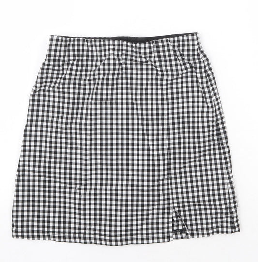 Topshop Womens Black Check Viscose Straight & Pencil Skirt Size 8