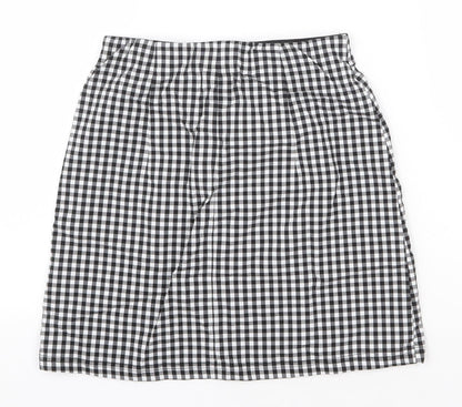 Topshop Womens Black Check Viscose Straight & Pencil Skirt Size 8