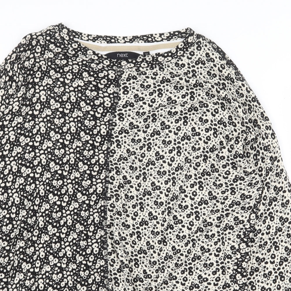 NEXT Womens Beige Floral Viscose Basic Blouse Size 6 Round Neck