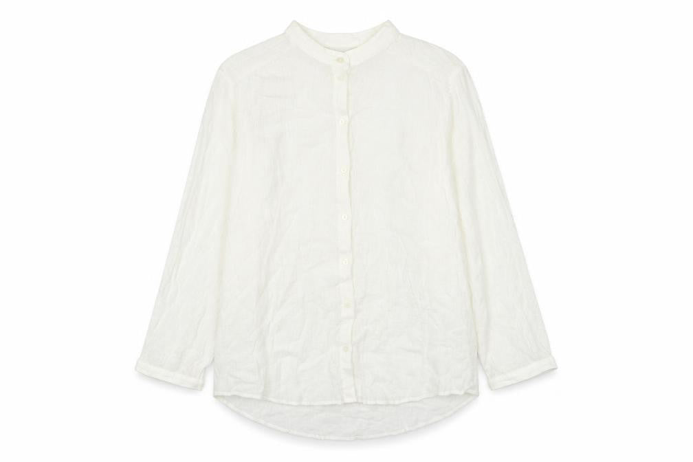H&M Womens White Polyester Basic Button-Up Size 8 Collared