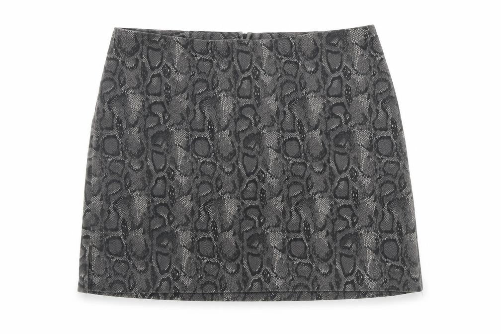 Star C.C.C Girls Grey Animal Print Cotton Mini Skirt Size 11 Years Regular Zip