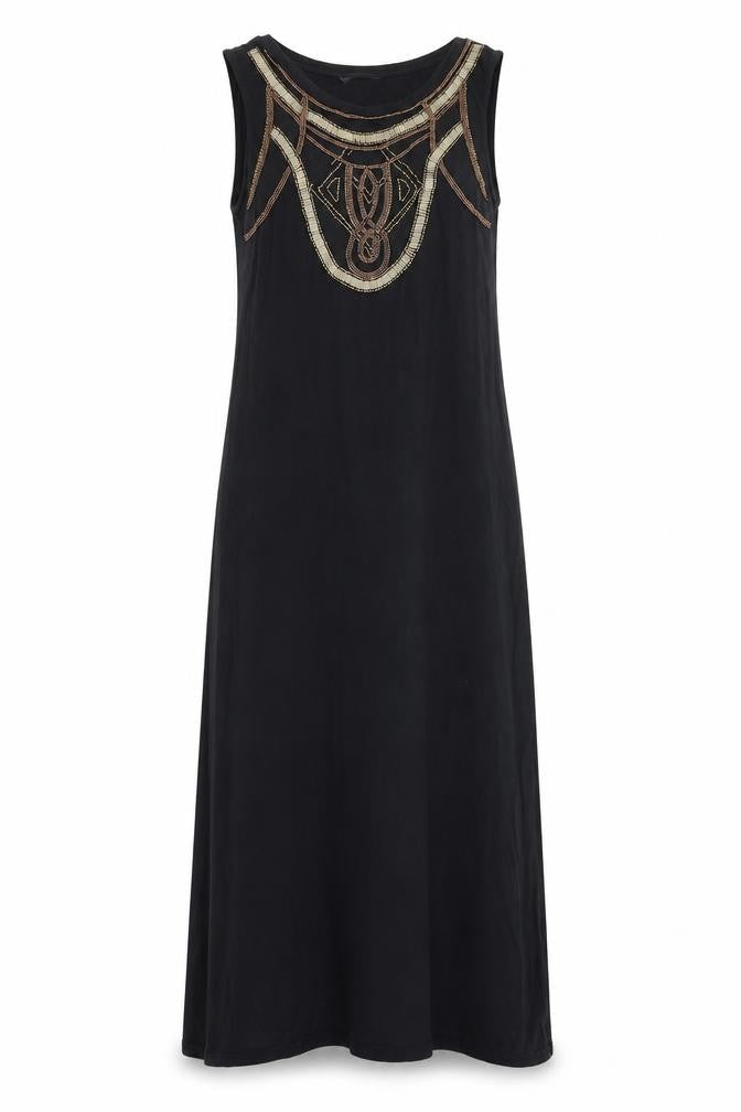 Marks & Spencer Womens Black Viscose Maxi Size 10 Boat Neck Pullover