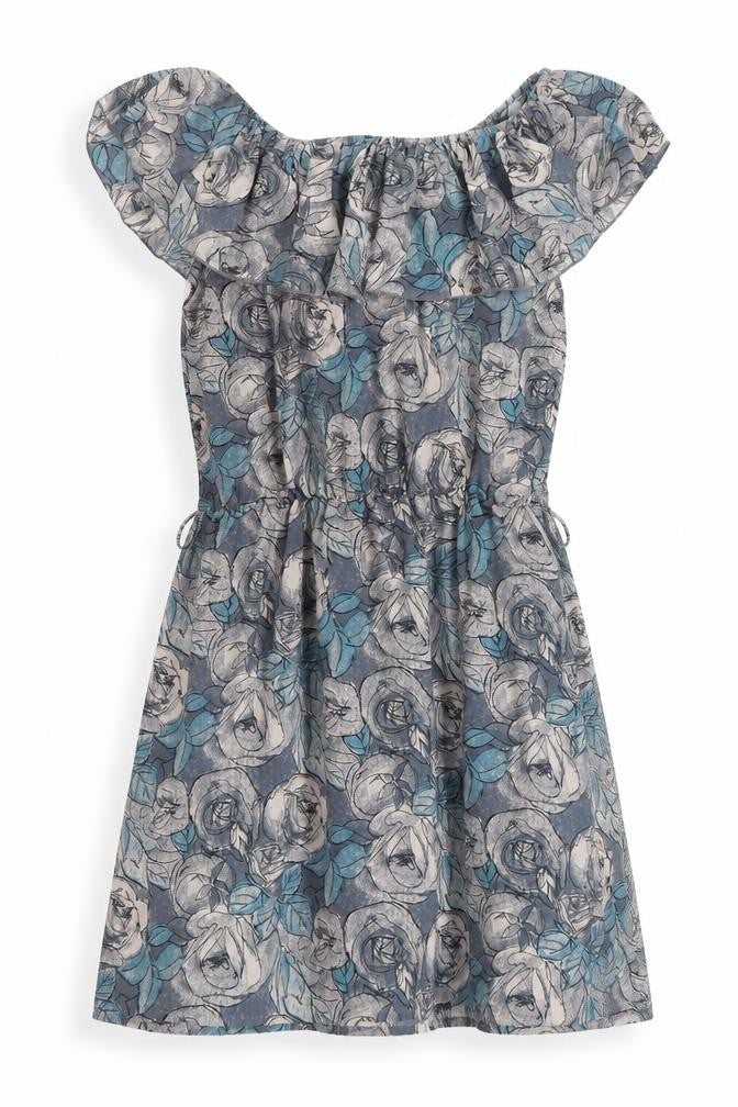 Lushous Womens Blue Geometric Polyester A-Line Size 10 Off the Shoulder Pullover