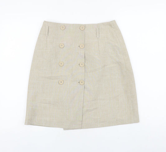 Preworn Womens Beige Polyester Straight & Pencil Skirt Size 29 in Button