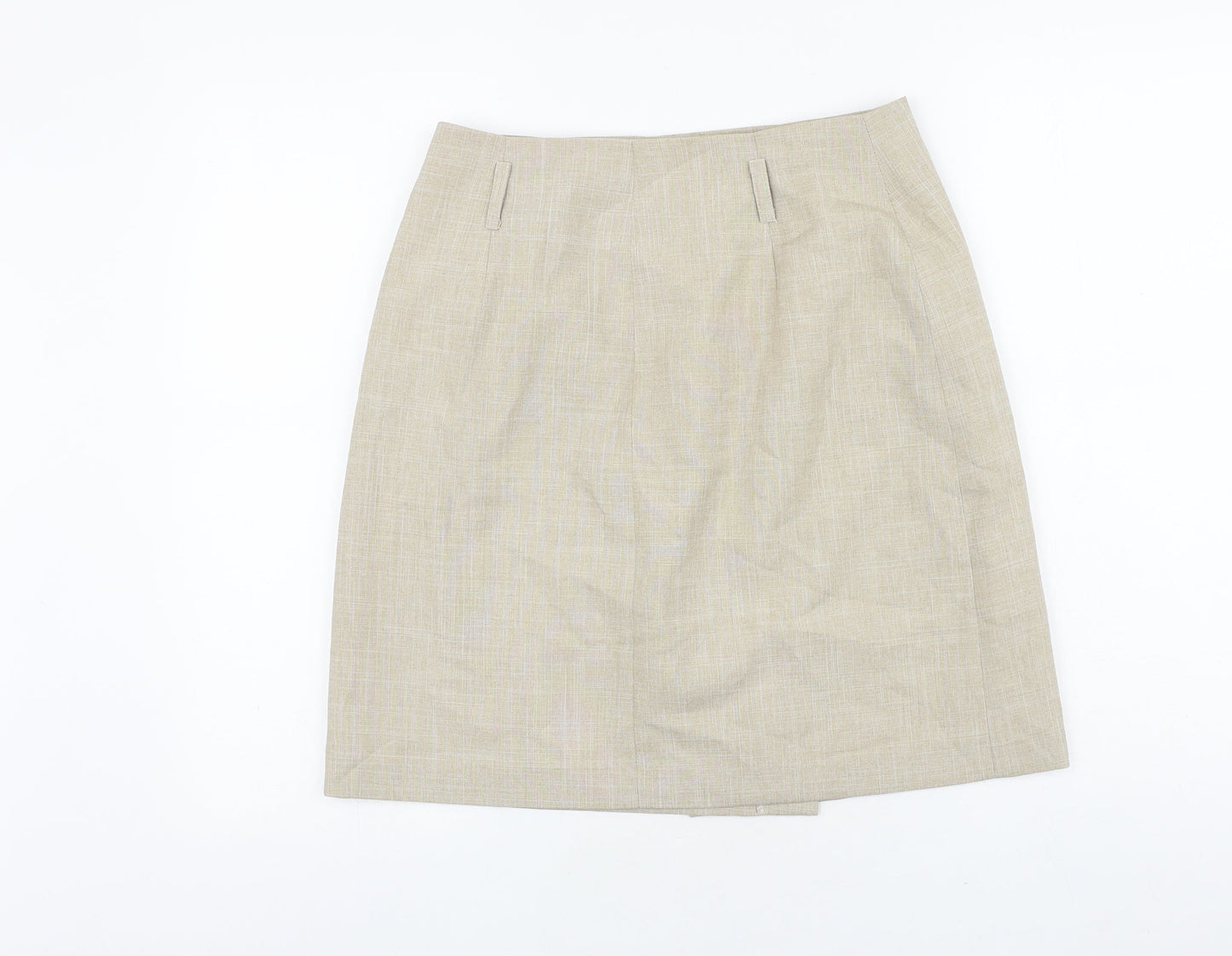 Preworn Womens Beige Polyester Straight & Pencil Skirt Size 29 in Button