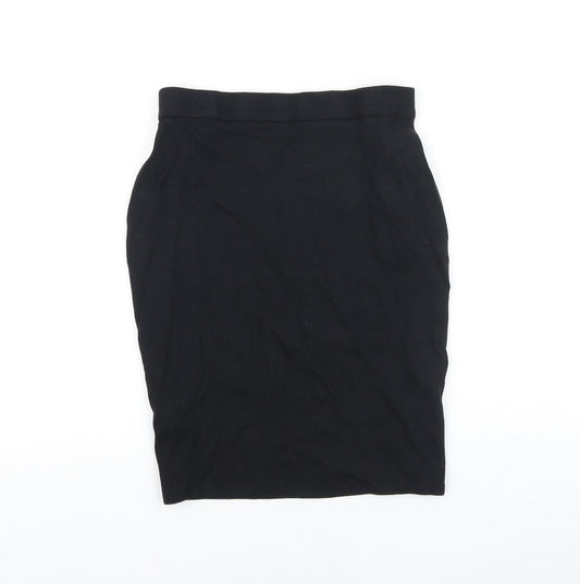 Marks and Spencer Girls Black Viscose Straight & Pencil Skirt Size 13-14 Years Regular
