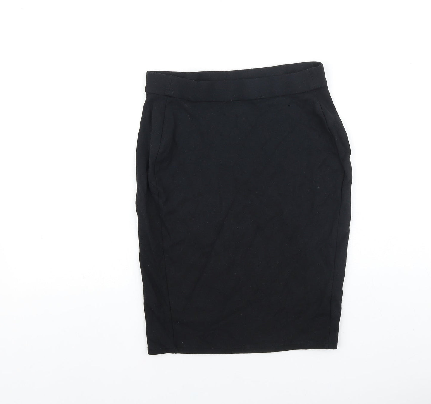 Marks and Spencer Girls Black Viscose Straight & Pencil Skirt Size 13-14 Years Regular